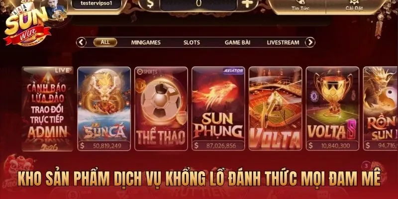 Kho game đa dạng từ bài truyền thống đến nổ hũ jackpot tại Sunwin
